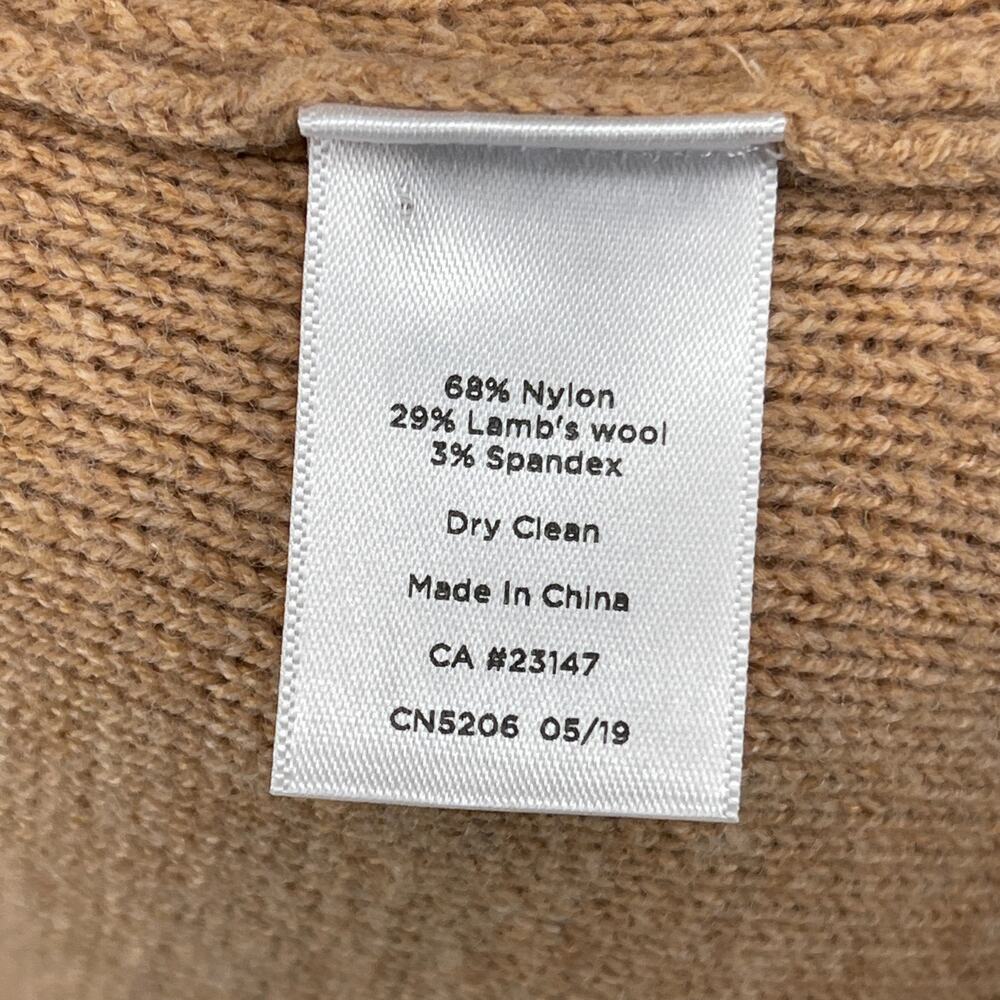 TALBOTS Sweater XL Cardigan Notch Collar Blazer Knit Lambs Wool Blend Camel - Picture 10 of 13